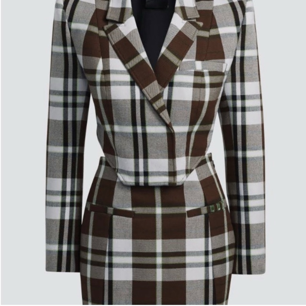 Ivy Park by Adidas Black and White Plaid Blazer & Skirt set